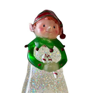 Elf Color Changing LED Swirling Snow Globe Glittlerdome. Approx 12” Tall